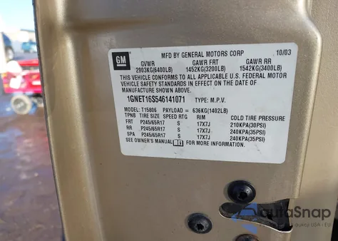 2004 Chevrolet Trailblazer Ext Ls from USA, damaged, VIN 1GNET16S546141071